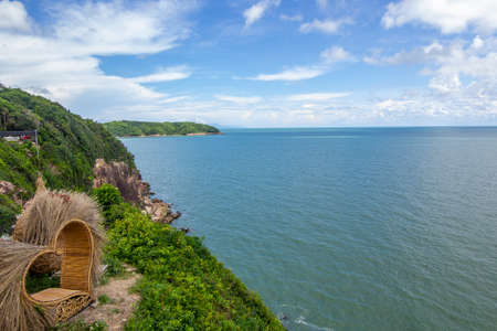 Sky view cafe, Chanthaburi, Thailand. May 31, 2020 : Bright atmosphere, viewpoint of sky view cafe, Pha Sukniran View Point,Tourists taking pictures, enjoying the atmosphere, Chanthaburiのeditorial素材