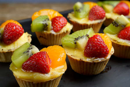 Fresh delicious fruit tart.の写真素材