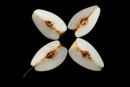 Fresh pears on black backgroundの写真素材