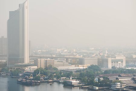 Jan 18, 2020 : Air pollution in the city Fine dust covered in Bangkok, Thailandのeditorial素材