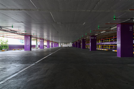 Empty parking lot, No car park in a parking lotの写真素材
