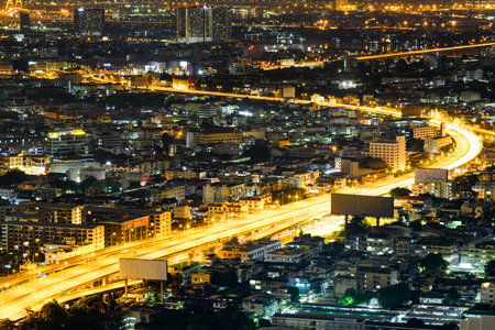 Bangkok, Thailand - October 20, 2020 : City streets at night and the lights of Bangkokのeditorial素材