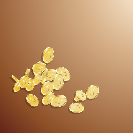 falling five marked golden coinsのイラスト素材