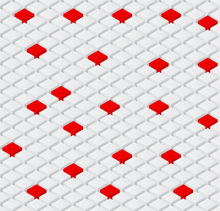 seamless vector background with isometric 3d white and red cubesのイラスト素材