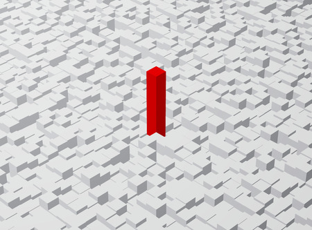 land of cubes and rised red one on centerのイラスト素材