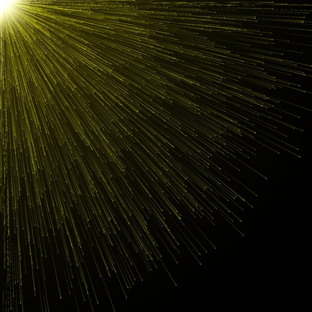 Released yellow  particles. Concept for : energy, power, soul, magic, micro robots swarm, particles,...