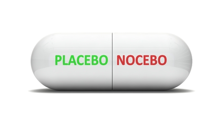 conceptual 3d design of false pill.( placebo and nocebo effect. version)の写真素材