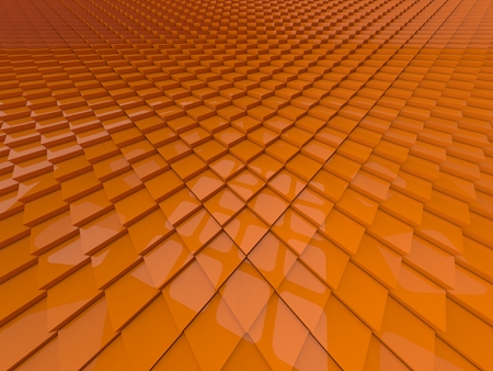 infinite cubes background. (orange colored, fisheye version)の写真素材