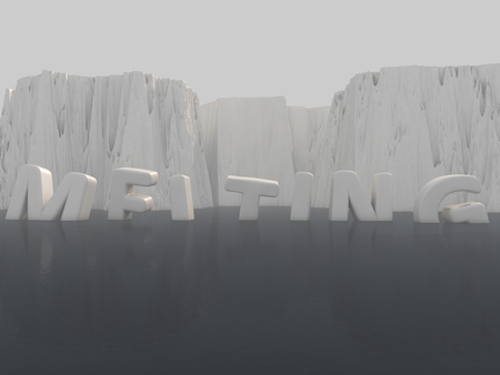 3d text in arctic scene with gray tones and soft mist.の写真素材