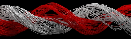 twisting square shaped wires. red and white wires.