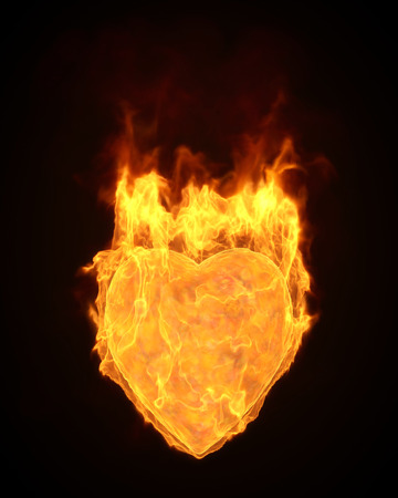 3d flamed heart shapel.computer simulationの写真素材