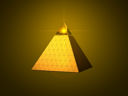 conceptual pyramid design with light beam eye on top. golden version.の写真素材