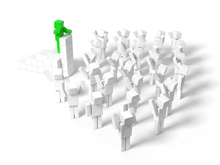 cubic characters meeting. isolated on white. 3d illustration.の写真素材