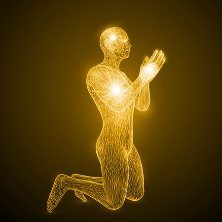 energy of the praying man.のイラスト素材