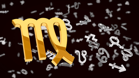 astrology themed 3d illustration with choosen one virgo signの写真素材
