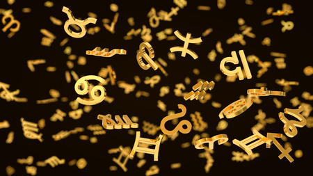 astrology themed 3d illustration with symbols.の写真素材