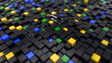 3d illustration of black and colored cubes landscapeの写真素材