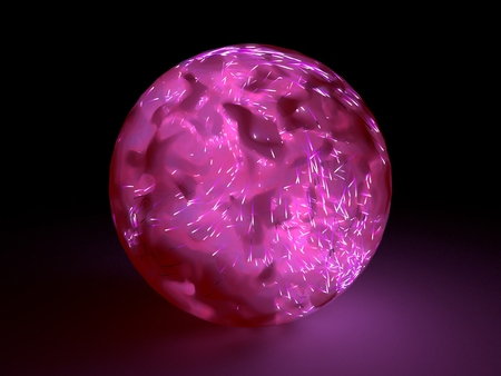 energy particles into cloud sphere. 3d illustrationの写真素材