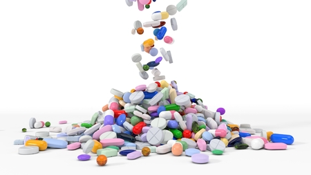 pile of body building supplements. 3d illustration.の写真素材