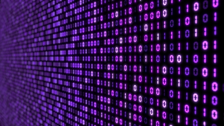 big data concept with binary code. glowing digital numbers 3d illustration.の写真素材