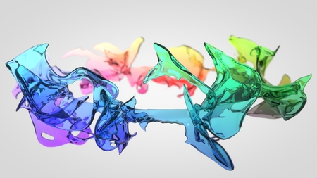colorful Fluid splash. 3d illustration.の写真素材