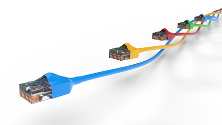 twisting internet cables. conceptual 3d illustration