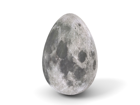 easter egg painted as moon. 3d illustrationの写真素材