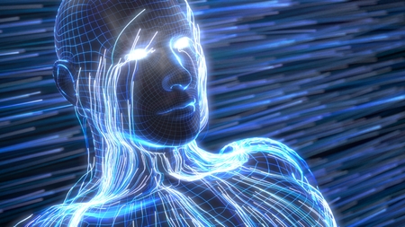 artificial intelligence concept with virtual human avatar.3d illustrationの写真素材