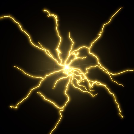 yellow electric arcs. 3d illustration