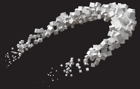 random sized cubes rotating in eliptic orbit.のイラスト素材