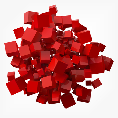 elegant red cubes. 3d style vector illustrationのイラスト素材