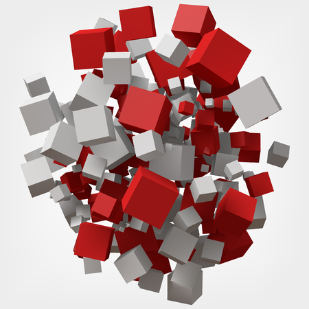 white and red cubes. 3d style vector illustration.のイラスト素材
