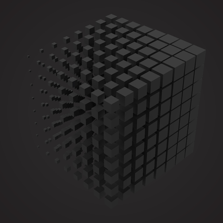 bigger cube dissolving to smaller cubesのイラスト素材