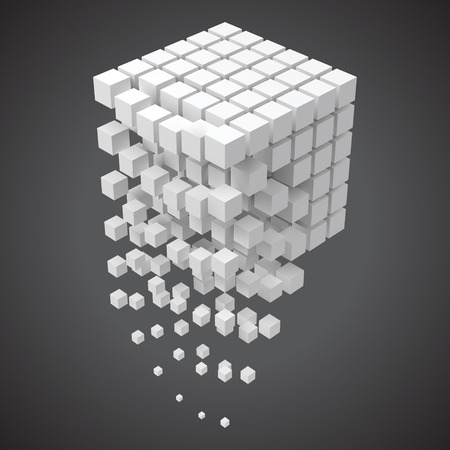small cubes forming a big cube. blockchain and big data cncept. 3D style vector illustration.のイラスト素材
