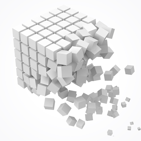 small cubes forming a big cube. blockchain and big data cncept. 3D style vector illustration.のイラスト素材