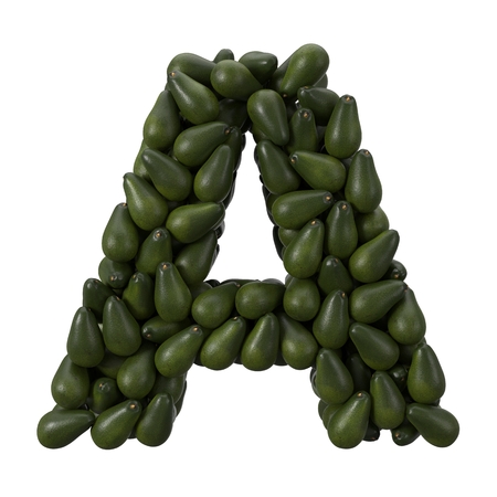 A letter filled by avocado. realistic 3d illustrationの写真素材