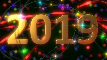 new year celebration scene with golden text. 3d illustration