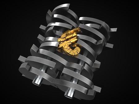 euro dropped in shredder. brexit crisis concept. 3d illustration.の写真素材