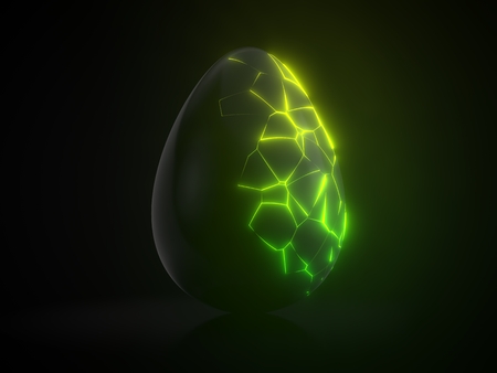 easter egg. alien with glowing cracks. 3d illustrationの写真素材