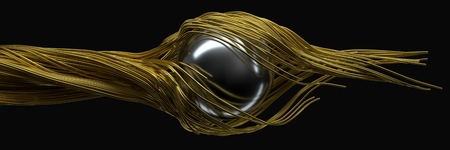 twisting metal wires. flowing metal rods on air. 3d illustration