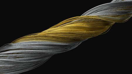 twisting metal wires. flowing metal rods on air. 3d illustrationの写真素材