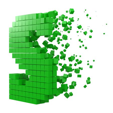 letter S shaped data block. version with green cubes. 3d pixel style vector illustration. suitable for blockchain, technology, computer and abstract themes.のイラスト素材