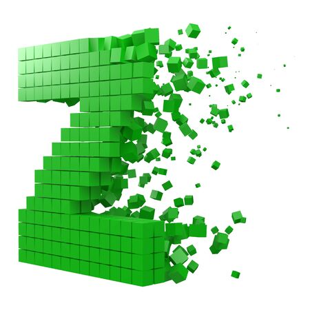 letter Z shaped data block. version with green cubes. 3d pixel style vector illustration. suitable for blockchain, technology, computer and abstract themes.のイラスト素材