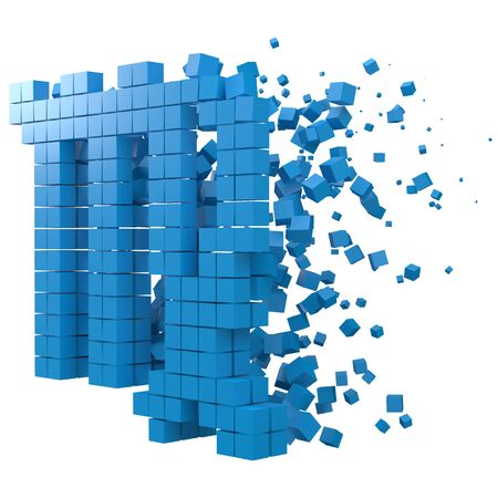 virgo zodiac sign shaped data block. version with blue cubes. 3d pixel style vector illustration. suitable for blockchain, technology, computer and abstract themes.のイラスト素材