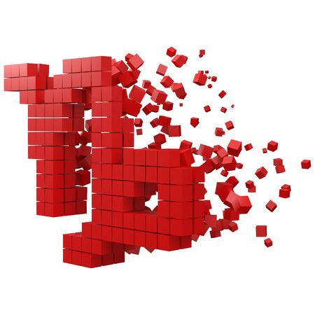 capricorn zodiac sign shaped data block. version with red cubes. 3d pixel style vector illustration. suitable for blockchain, technology, computer and abstract themes.のイラスト素材