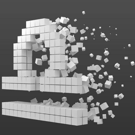 libra zodiac sign shaped data block. version with white cubes. 3d pixel style vector illustration. suitable for blockchain, technology, computer and abstract themes.のイラスト素材