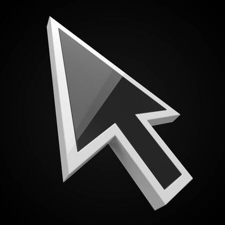 white simple cursor on black background.. suitable for internet, computer and technology themes. 3d illustrationの写真素材