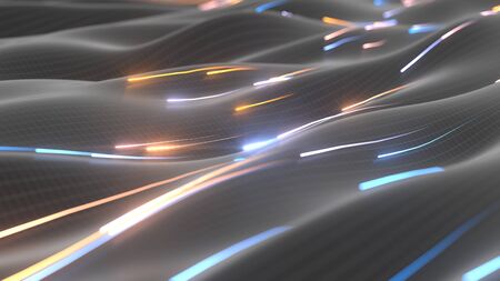 glowing energy trails moving on black surface. suitable for, color, abstract, light, technology and...
