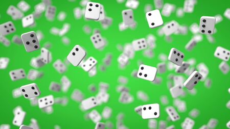 braille alphabet on green background. white letter chips with black dots. 3d illustrationの写真素材
