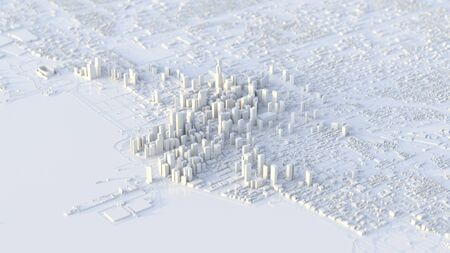 3d chicago city. suitable for city, realty, technology, and modern life themes. 3d illustration